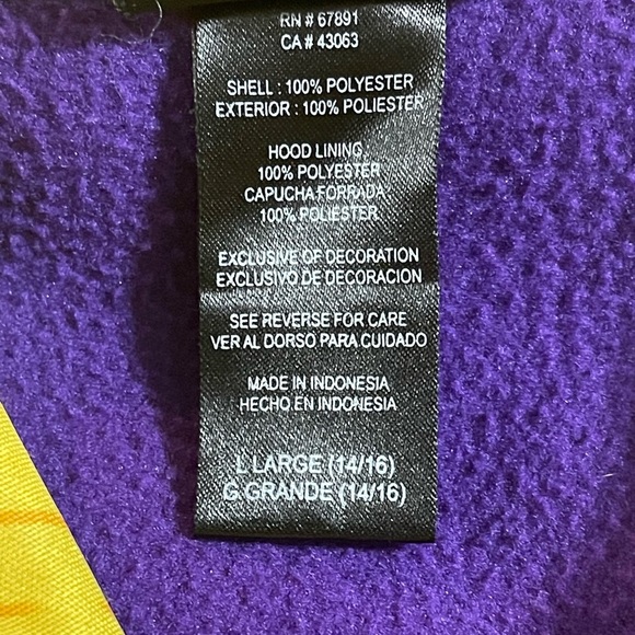 GEN 2 LSU PURPLE & YELLOW 1/4 ZIP YOUTH/WOMENS HOODIE SZ LG 14/16 - Picture 8 of 13